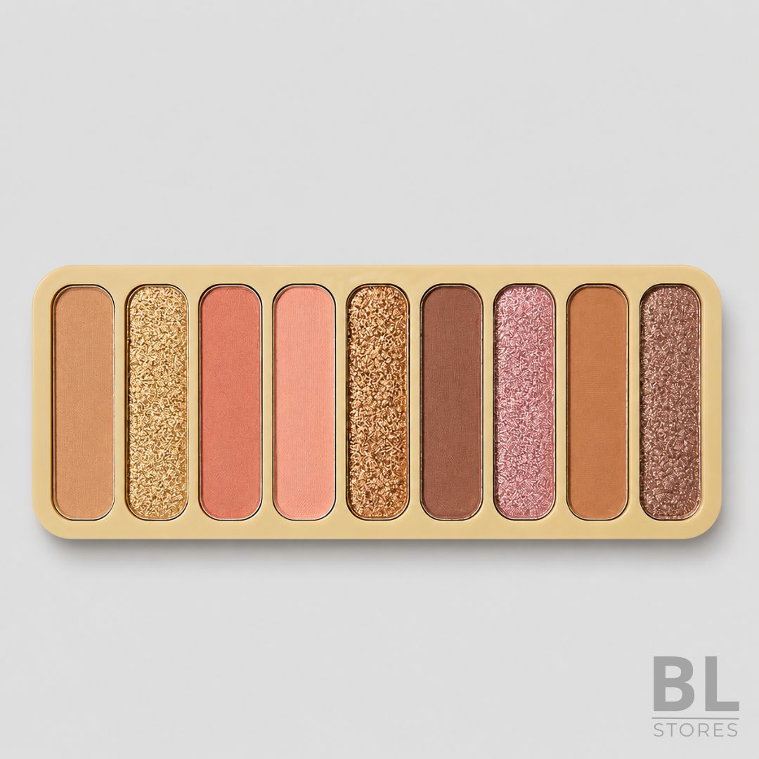 Paleta de Sombras The Rhy 9 Tonos es una paleta compacta de maquillaje para ojos con tonos cálidos, rosados, dorados y cafés, ideal para crear looks naturales, luminosos y elegantes. Su selección combina acabados mate y brillantes, permitiendo dar profundidad a la mirada, iluminar el párpado y lograr maquillajes versátiles para el día, la noche, eventos, salidas o uso diario. Gracias a su formato práctico y tonos fáciles de combinar, es una excelente opción para quienes buscan una paleta de sombras en Chile, sombras nude con brillo, maquillaje de ojos cálido o una paleta pequeña para llevar en el cosmetiquero. Encuentra la Paleta de Sombras The Rhy 9 Tonos en BL Stores y suma a tu rutina una alternativa funcional, delicada y perfecta para realzar tu mirada en cualquier ocasión.