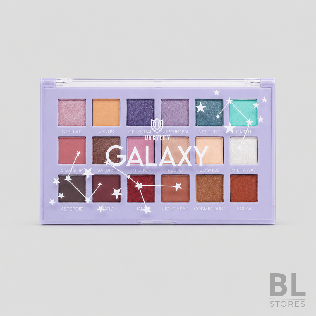 Paleta de Sombras Galaxy Lucky Lily es una paleta de maquillaje ideal para crear looks de ojos versátiles, modernos y luminosos, disponible en BL Stores. Su combinación de tonos mate y shimmer permite lograr desde maquillajes suaves para el día hasta estilos más intensos para eventos, salidas o producciones especiales. Incluye una selección de colores inspirados en la galaxia, con tonos rosados, morados, neutros, cafés, turquesa y brillos que ayudan a dar profundidad, iluminación y definición a la mirada. Es una excelente opción para quienes buscan una paleta de sombras en Chile, práctica, atractiva y fácil de combinar, perfecta para uso personal, maquillaje diario o looks creativos. Encuentra la Paleta de Sombras Galaxy Lucky Lily en BL Stores y eleva tu rutina de maquillaje con una opción completa, colorida y con acabado profesional.