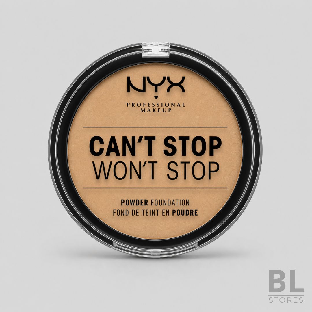 NYX Professional Makeup Can’t Stop Won’t Stop Powder Foundation es una base en polvo compacta diseñada para ayudar a unificar el tono del rostro y lograr un acabado más prolijo en la rutina de maquillaje. Su formato compacto con tapa transparente es práctico para aplicar con brocha, complementar la base líquida, sellar el maquillaje o realizar retoques durante el día. Ideal para quienes buscan una base en polvo NYX, maquillaje compacto, powder foundation o polvo facial para uso diario, este producto permite construir el acabado según la cantidad aplicada, manteniendo una presentación cómoda para llevar en el cosmetiquero. Encuentra la NYX Professional Makeup Can’t Stop Won’t Stop Powder Foundation en BL Stores, tu tienda online en Chile para comprar maquillaje, bases, polvos compactos y cosméticos de forma simple, segura y confiable.