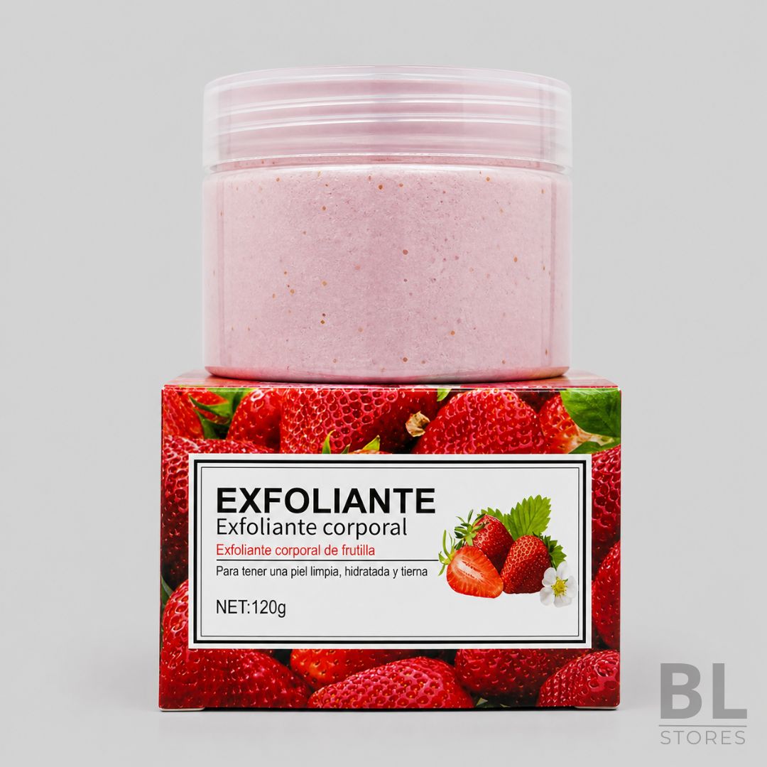 Exfoliante Corporal de Frutilla 120 g es un exfoliante corporal diseñado para ayudar a limpiar la piel y dejar una sensación más suave, hidratada y fresca después de su uso. Su textura cremosa rosada con pequeñas partículas exfoliantes permite masajear zonas como brazos, piernas, codos o rodillas, ayudando a remover impurezas superficiales y mejorar la sensación de suavidad en la piel. Su aroma e inspiración de frutilla lo convierten en una opción ideal para la rutina de ducha, autocuidado en casa o preparación de la piel antes de aplicar crema corporal. Si buscas un exfoliante corporal, exfoliante de frutilla, scrub corporal o productos de cuidado corporal en Chile, encuentra el Exfoliante Corporal de Frutilla 120 g en BL Stores, tu tienda online para comprar skincare, cosméticos y productos de belleza de forma simple, segura y confiable.