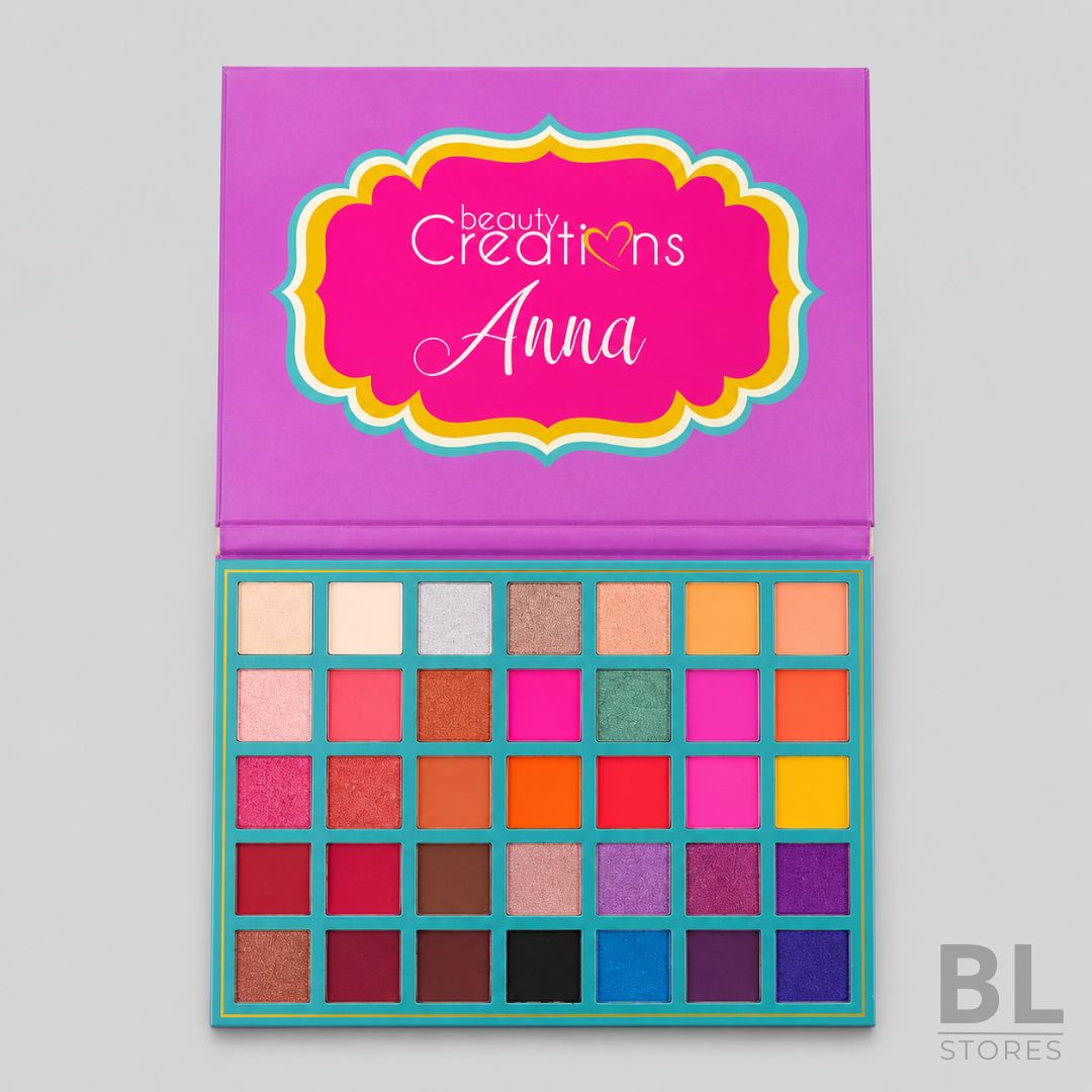 Paleta de Sombras Beauty Creations Anna 35 Tonos es una paleta de maquillaje colorida y versátil, ideal para crear looks de ojos llamativos, creativos y llenos de personalidad. Incluye 35 sombras en tonos rosados, fucsias, naranjos, amarillos, turquesas, azules, morados, cafés y neutros, con acabados mate y shimmer para difuminar, iluminar y dar intensidad a la mirada. Es perfecta para maquillaje diario con color, eventos, fiestas, producciones de belleza, maquillaje artístico o para quienes buscan una paleta completa con tonos vibrantes en un solo producto. Su diseño en tonos magenta y turquesa la hace atractiva, práctica y fácil de sumar al cosmetiquero. Encuentra la Paleta de Sombras Beauty Creations Anna en BL Stores, tu tienda online en Chile para comprar maquillaje, paletas de sombras, cosméticos y productos de belleza con variedad, estilo y confianza.