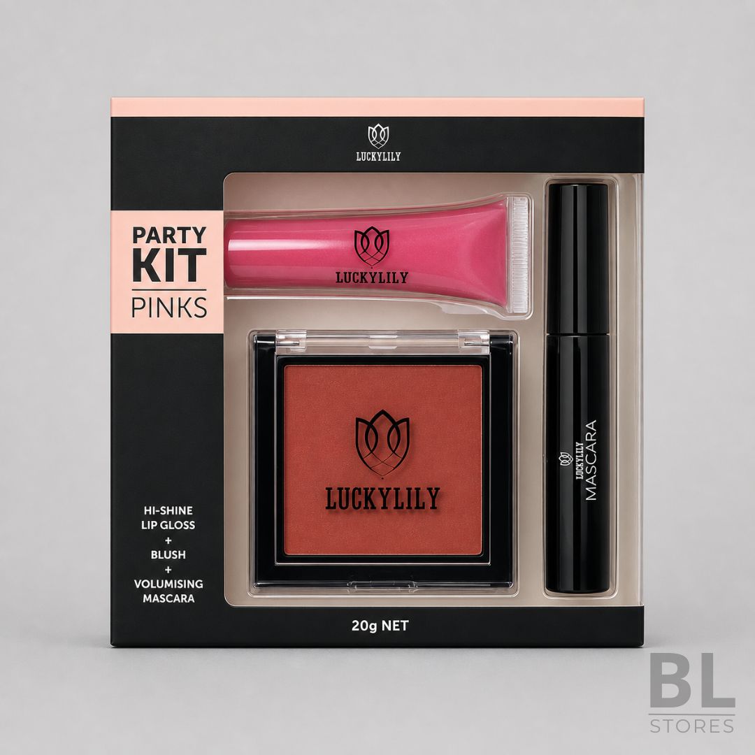 Party Kit Luckylily Pinks Brillo Labial, Rubor y Máscara