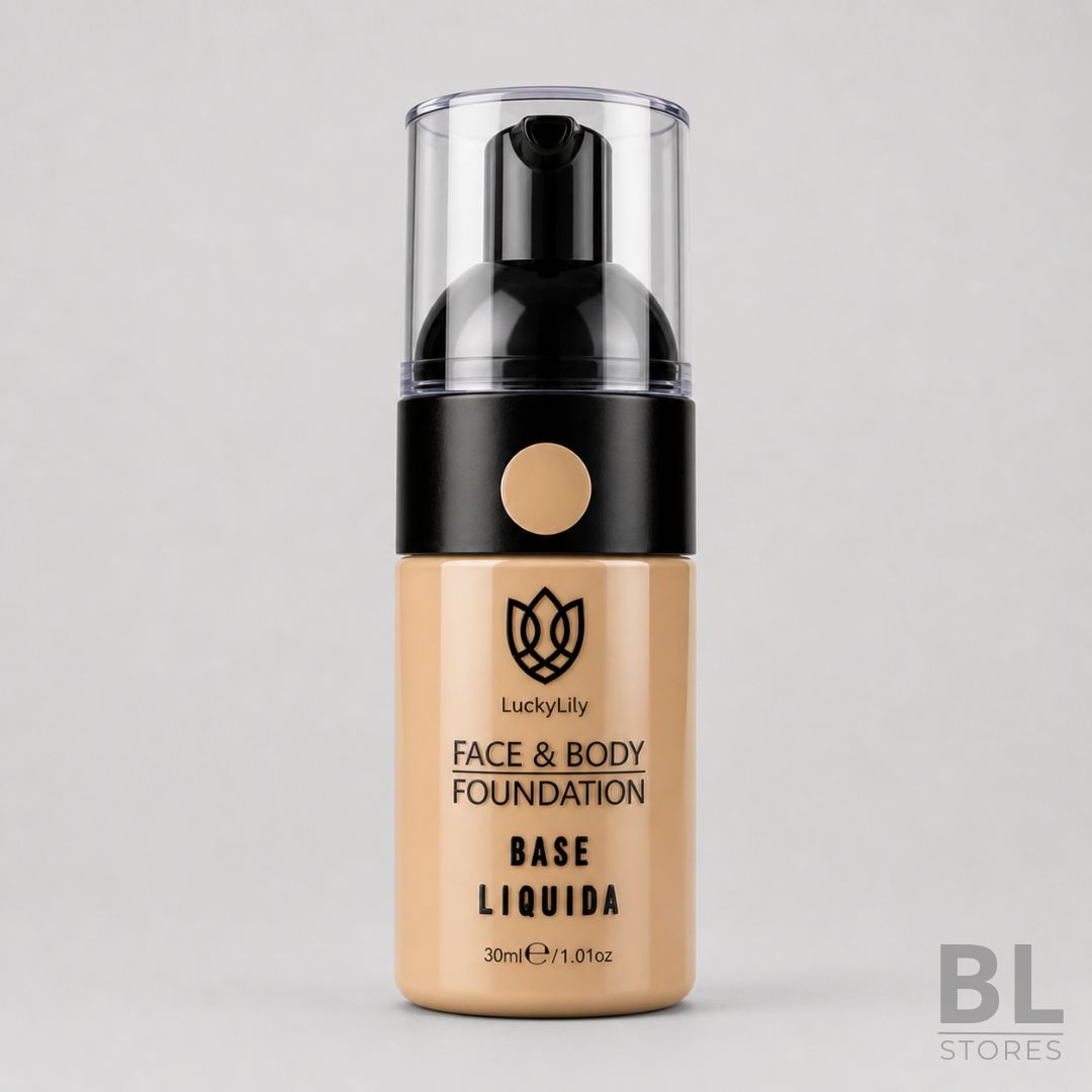 Base Líquida Tono Claro – Lucky Lily ¡Consigue un acabado impecable y natural con la Base de Maquillaje LuckyLily Face & Body Liquid Foundation (30ml), la solución definitiva para perfeccionar tu piel tanto en el rostro como en el cuerpo. Esta innovadora base líquida, que puedes adquirir en nuestra tienda online a un precio más barato que en otras tiendas de Chile, destaca por su textura ultra ligera y transpirable que se funde instantáneamente, unificando el tono y ocultando imperfecciones ligeras sin efecto máscara. Su fórmula modulable te permite construir la cobertura exacta que necesitas, desde media hasta alta, manteniendo la piel hidratada, cómoda y con un acabado mate suave y aterciopelado durante todo el día. Es perfecta para tus looks diarios, eventos especiales o sesiones de fotos donde buscas una piel perfecta y real, aplicándose fácilmente con brocha, esponja o dedos gracias a su práctico dispensador tipo pump. No busques más y aprovecha nuestra oferta exclusiva para Chile; suma la LuckyLily Face & Body Foundation a tu carrito hoy mismo y luce una piel espectacular con total confianza.