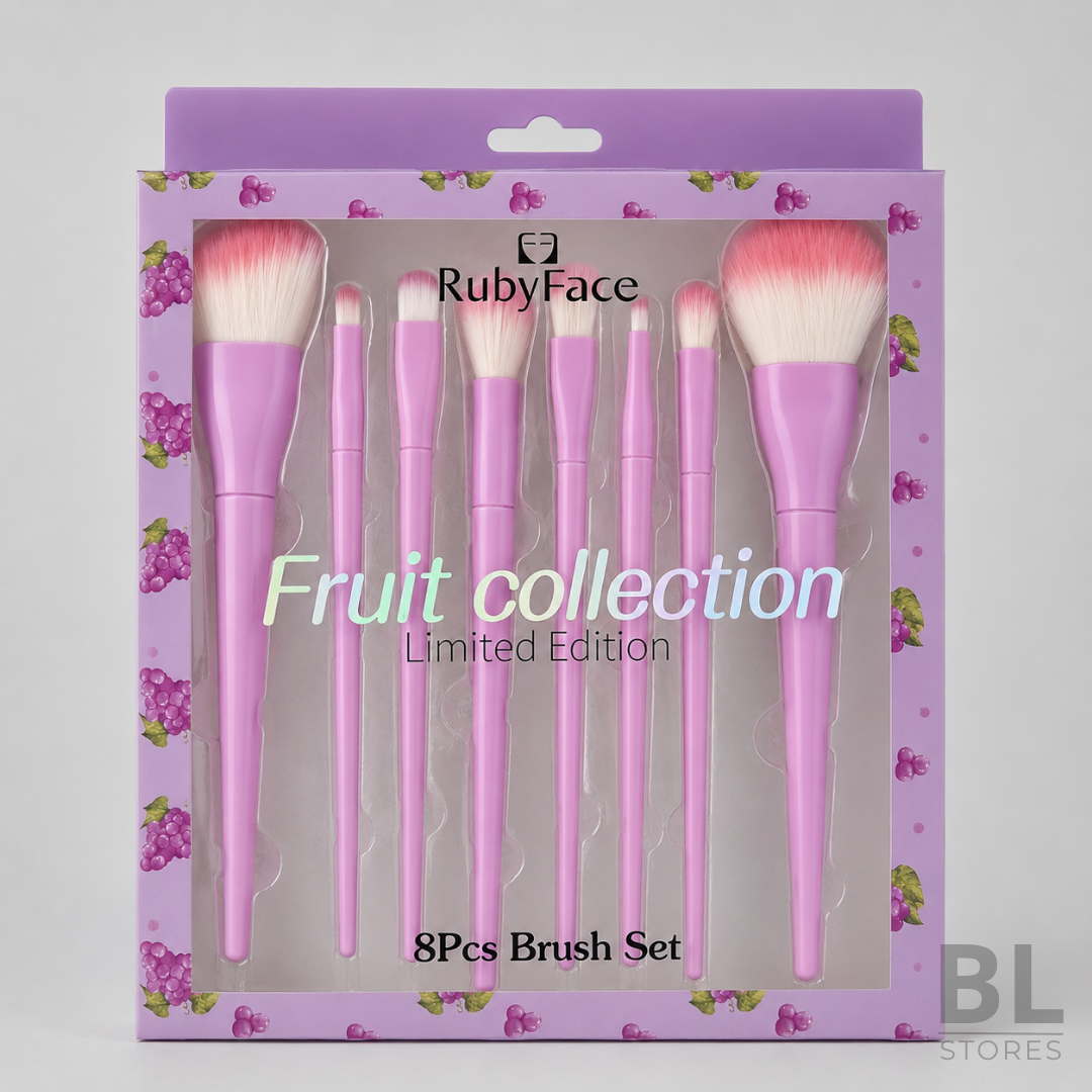 Kit de 8 Brochas de Maquillaje Ruby Face Fruit Collection Morada