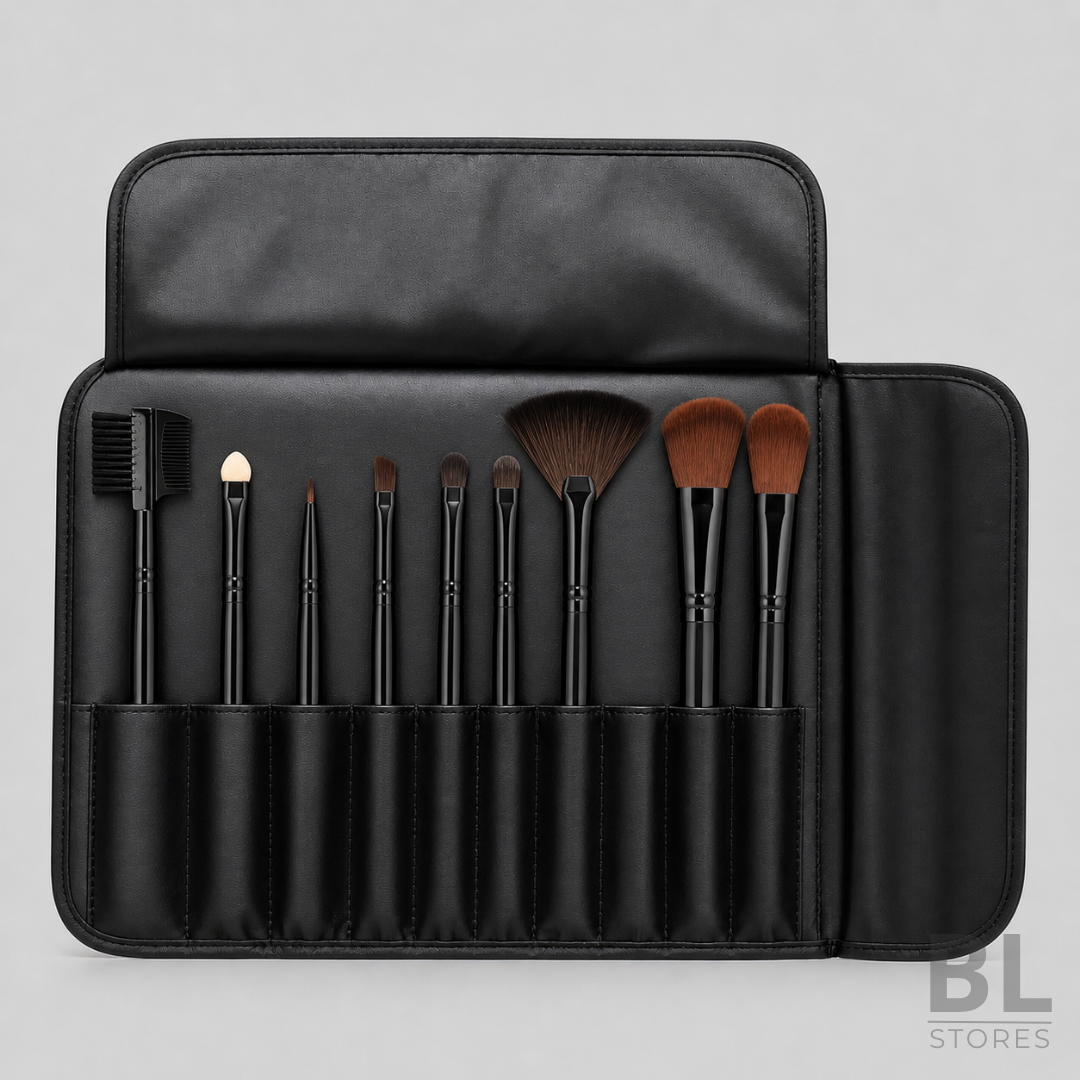 Kit de 9 brochas de maquillaje Negro envolvente